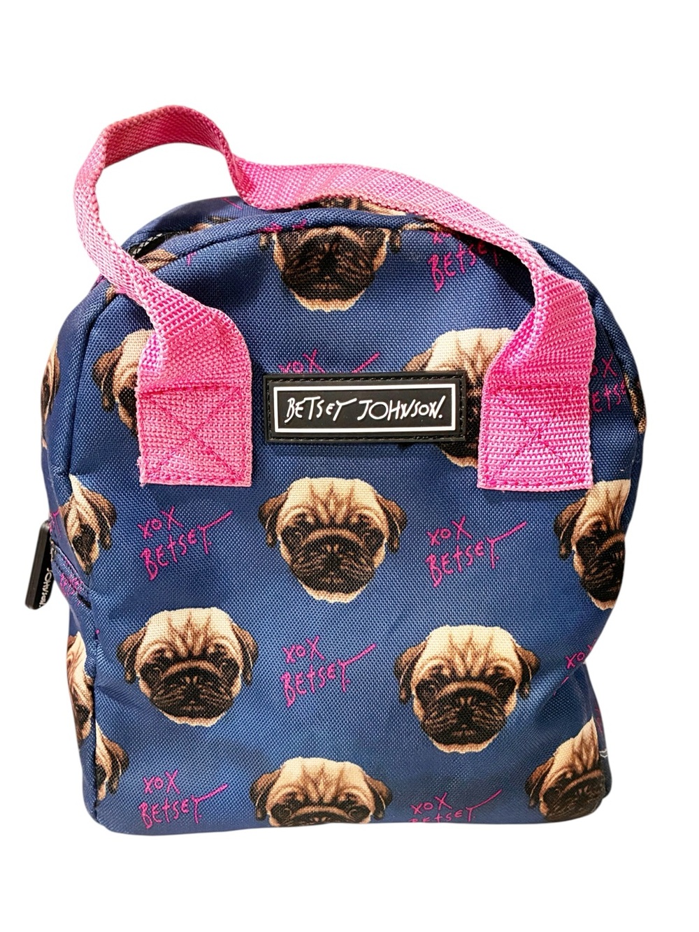 Betsey Johnson Blue Pug Print Insulated Pug Tote Lunch Box